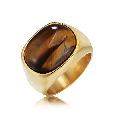 China Tarnish Free Hot Vintage Tiger Eye Stone Sales Personality Ring For Mens Stainless Steel Mens Punk Jewelry for sale