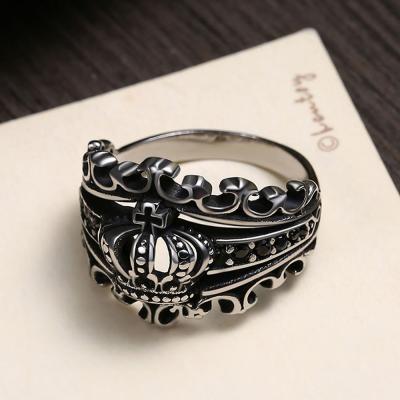 China Prevent Allergy Style Stainless Steel Punk Rings Crown Wholesale Personality Luxury Men's Ring Retro for sale