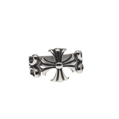 China Tarnish Free Hot Hop Band Ring Punk Unique Design Hip Black Vintage Sales Flower Cross Rings for sale