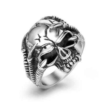 China Fashionable Mens Stainless Steel Jewelry Dragon Claw Skull Gothic Biker Rings Custom Made Wholesale Free Tarnish for sale