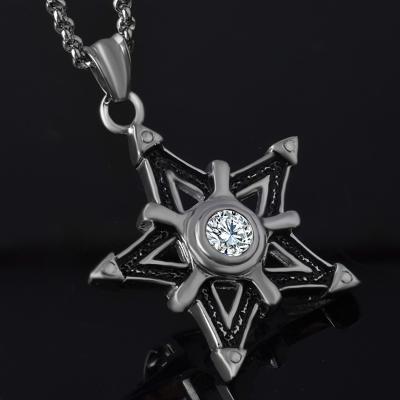 China Lead Free Nickel Free Hip Hop Mens Five-pointed Star Vintage Stainless Steel Pendant Jewelry for sale