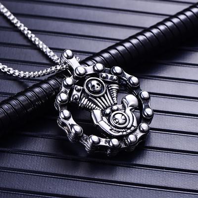 China Stainless Steel Locomotive Men's Dominant Wholesale Vintage Lead Free Nickel Free Engine Chain Necklace for sale