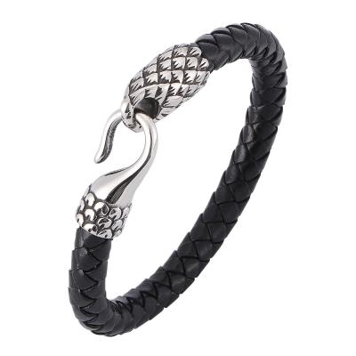 China Customized Dragon Bracelet Stainless Steel Hook Clasp Cuff Bracelets Men's Lead Free Nickel Free Leather Gift for sale