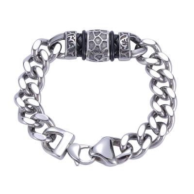 China Unique Flat Men's Snake Design Bone Snake Design Bracelet Hip Hop Stainless Steel Punk Jewelry Lead Free Nickel Free Bangle for sale