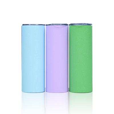 China Viable White Sublimation Texture Snow Stainless Steel Wine Straight Double Wall Masks Tumblers 20 oz With Metal Straws for sale