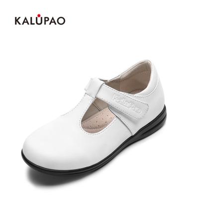 China White Leather Fancy Party Mary Jane Shoes Girls High Quality Flat Children Kalupao Kids Shoes Anti-odor for sale