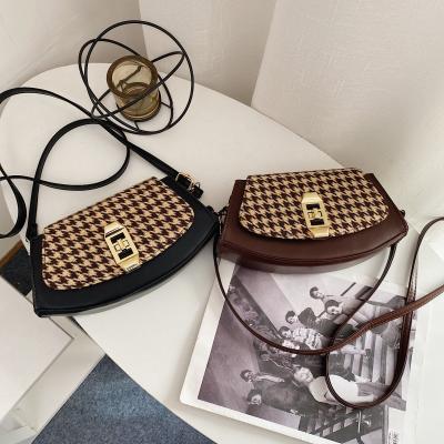 China Lady Factory Hot Sell Lady Plaid Handbags Girls Shoulder Bags Small PU Pu Leather Purses For Females for sale