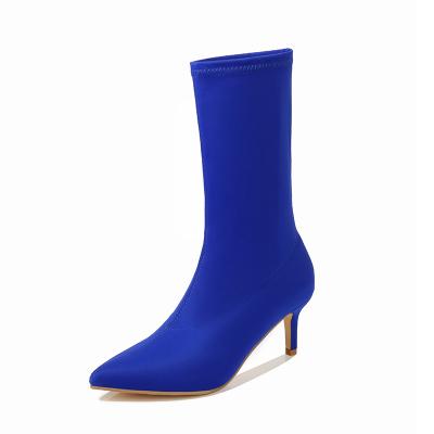 China Lightweight Custom Made Big Size Knee High Heel PU Low Price Logo Boots Drop Shipping Women's Boots for sale