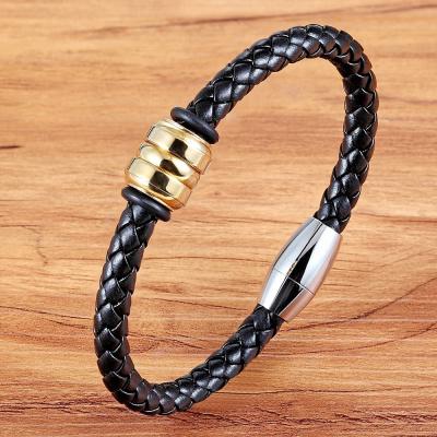 China 2021 New Arrival Simple Design Fashion Stainless Steel Bracelet Men Leather Bracelet Jewelry Gift CLASSIC for sale