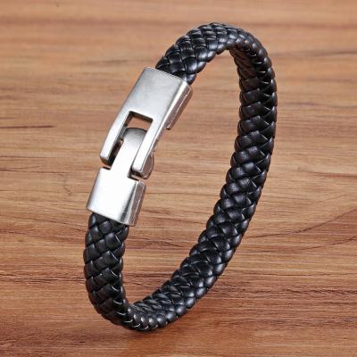 China CLASSIC Hot Sale High Quality Cheap Custom Leather Bracelet Braid Simple Stainless Steel Buckle Bracelet Jewelry Gift for sale