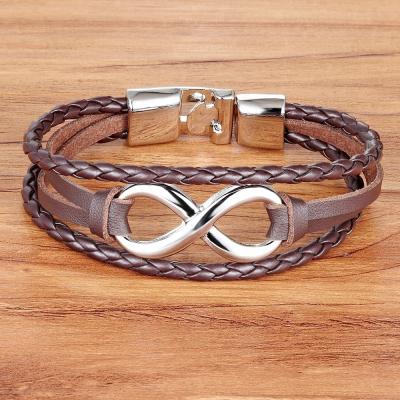 China Cute new design 8 shape handmade leather bracelet men women fashion multi-layer bandage home and family living bracelet for sale