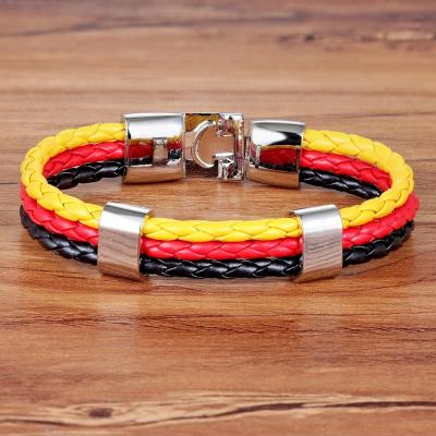 China CLASSIC News Fashion Country Flag Surfer Rope Leather Bracelet Women Men's Casual Multilayer Bandage Charm Friendship Bracelet for sale