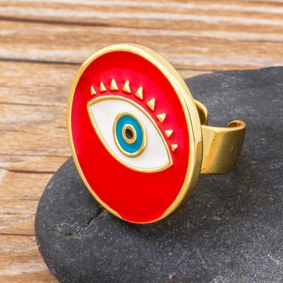 China Wholesale TRENDY Evil Eye Rings For Women Gold Plated Copper Adjustable Ring Party Birthday Friendship Fashion Jewelry Gifts for sale