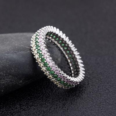 China Round Color Smart Ring Women Jewelry Gift Wholesale CZ Gold /Silver Color Bohemia Trendy Trendy Rainbow Fashion Rings Cooper for sale