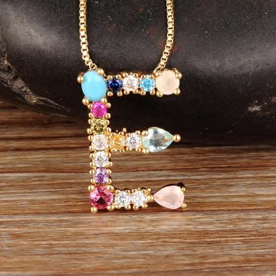 China TRENDY Hot Sale Gold Color Initial CZ Necklace Charm Letter Necklace Name Jewelry For Women Accessories Best Girlfriend Gift for sale