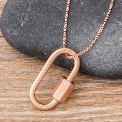 China New Ring Buckle Copper Gold /Sliver/ Rose Gold Plated Simple Pendant 2020 TRENDY fashion necklace for women male for sale