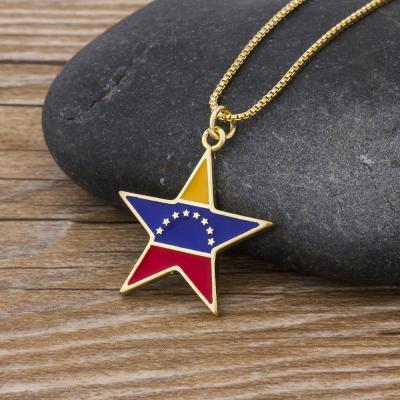 China Beautiful Gold Plated Neck Chain Jewelry Punk Pendant High Quality FASHIONABLE Star Necklace Copper CZ Zirconia Wholesale Customized for sale