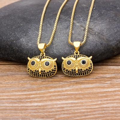 China Wholesale Hot Sale FASHIONABLE Dropshipping Owl Choker Necklace Crystal Animal Copper Zircon Choker Jewelry Pendant for sale