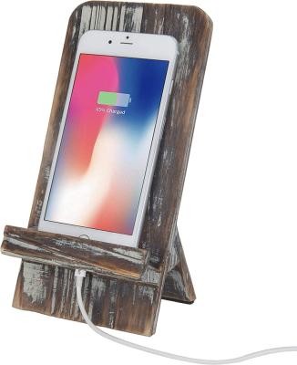 China Old Wooden Strip Country Style Stand Cell Phone Base Filling Desk Brown Workable Universal Smartphone Base for sale