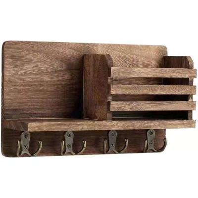 China Wholesale Wall Mounted Rustic Wooden Main Mail Hangers Decorative Mail Shelf Viable Sorter with 4 Main Hooks for sale