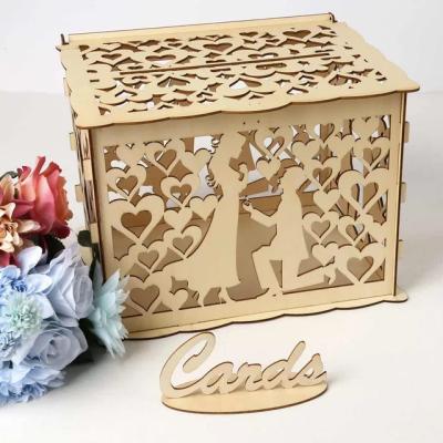 China Europe New Style Gift Box Wooden Cavity Carving Gift Diy Wood Handwork Cutting Wooden Gift Box for sale