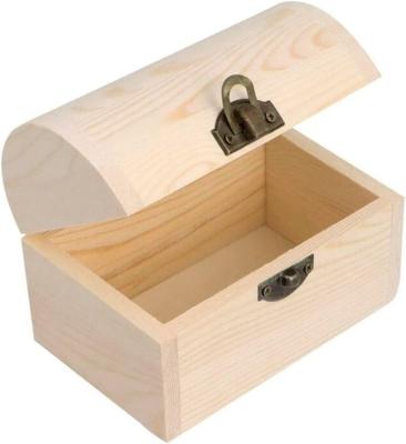 China Europe Wooden Box, Unpainted Treasure Chest DIY Wooden Jewelry Box Craft Storage Toy Case for sale