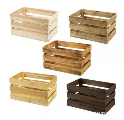 China Europe Wholesale Creative Decorative Plain Storage Crate Box Wooden Storage Basket Wine Box for sale