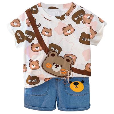 China Fashion\comfortable\durable 2023 new collection baby boys kids dress Combed cotton T-shirt Checked suit Yiwu Guangzhou children's wear factory for sale