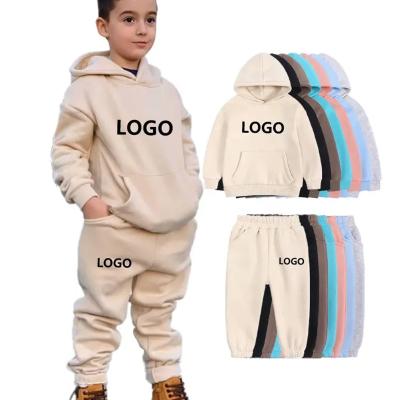 China Casual Customize Hoodies And Sweatpants Children 2Pcs Winter Tracksuit Kids Sweatsuit Clothes Set for sale