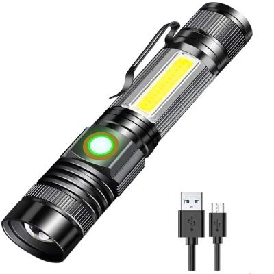 China Super Bright T6 Camping Led Rechargeable Waterproof Camping Lamp USB COB Lantern Tail Flashlight Buzz Light Torch for sale