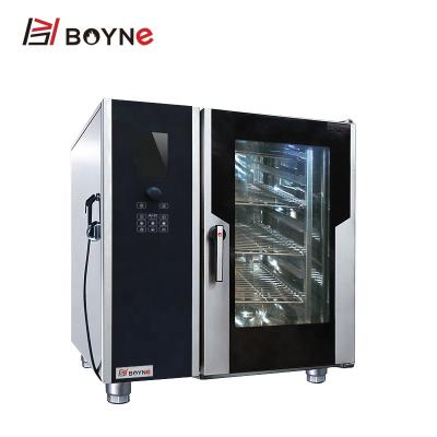 China Hotels Canteen Equipment LCD Screen Gas Combi Oven With Steamer Smart Temperature Control for sale