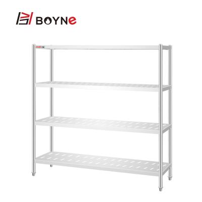 China High Quality Stable Four-Layers Stainless Steel Shelf For Restaurant Storage Thicken Multi-Layer Kitchen Corner Shelf for sale