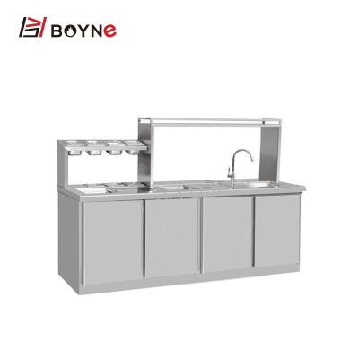 China Adjustable Height Bar Equipment Stainless Steel Bar Height Table with Sink and Cabinet for Milk Tea Shop for sale