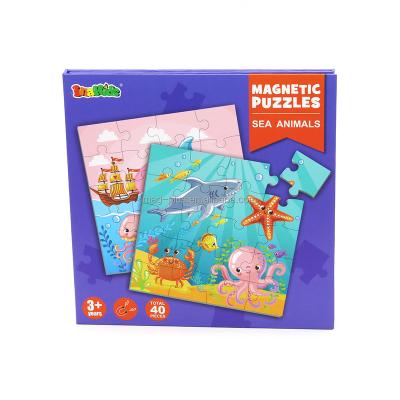 China Cartoon Toy Hot Selling The First Magnetic Sea Animal Puzzle Education Fridge Magnet For Children for sale