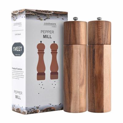 China Viable Luxury Acacia Grinder Wooden Kitchen Instruments Mini Manual Spice Salt and Black Pepper Grinder Set for Best Gift for sale