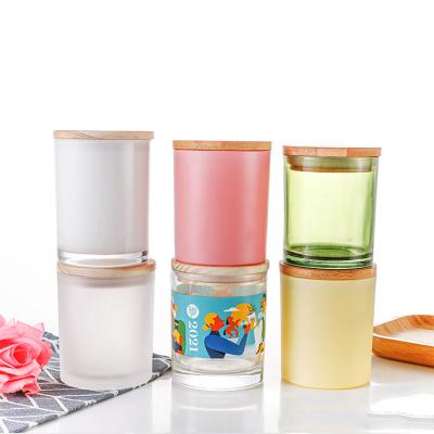 China High Quality Custom Print Classic Logo Empty Pink Glass Ontainer Jars For Candle Making With Lids for sale