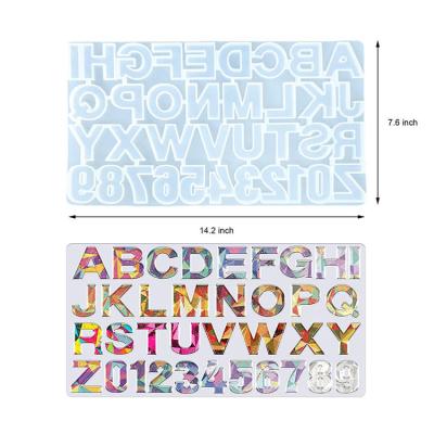 China Modern White Transparent Clear Europe Diy Silicone Resin Letter Mold For Making Main Chain House Number for sale