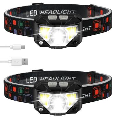 China New Design Running Fishing LED Camping Recycling Rechargeable Headlamp With Red Light 8 White Modes Motion Sensor Waterproof Head Lamp For Running for sale