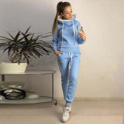 China Women's Wear Warm QUICK DRY Down In Autumn And Winter Sports Sweatshirt Hoodies Drawstring Pants Suit Sports Hoodie for sale