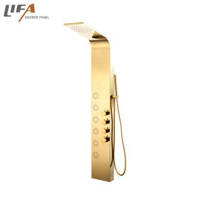 China New Popular Bath Shower Slide Bar Design Stainless Steel High Quality Gold Shower Panel Free for sale