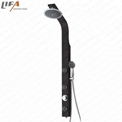 China Excellent Quality Hydraulic Shower Faucets Massage Shower Column Black Paint Shower Panel for sale