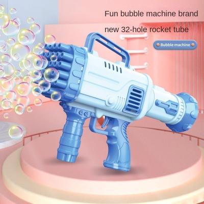 China New 2022 Children 32 Hole Bazooka Bubble Gun Toy 2022 Multi-bubble Battery Full Automatic Wetting for sale