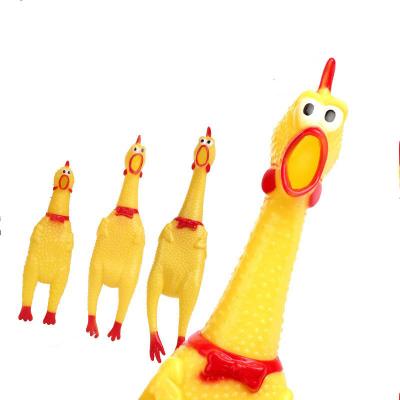 China Viable Screaming Yellow Rubber Chicken Squeaky Dog Rubber Chew Toy for sale