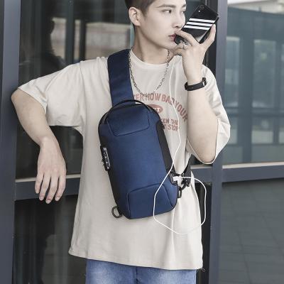 China RFID Men's Waterproof USB Oxford Cross - Sling Multifunctional Short Chest Pack For Male Travel Messenger Shoulder Body Bag Anti-theft Bag for sale