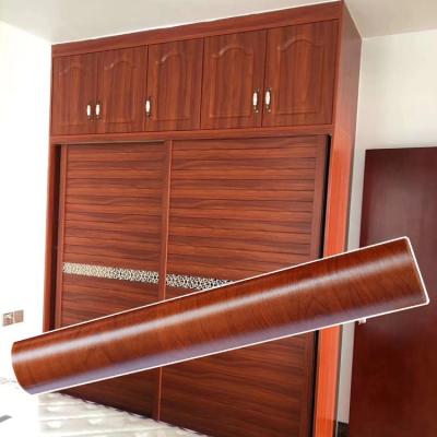 China Non Self Adhesive Wood Grain Laminating Decorative PVC Plastic Film For Furniture for sale