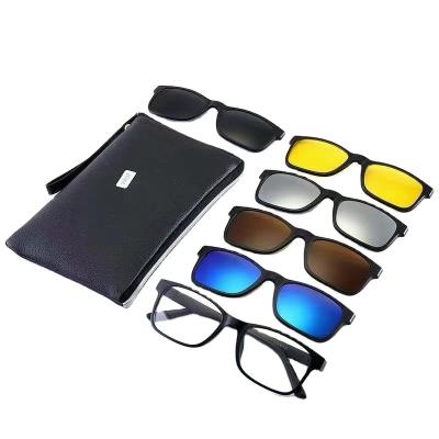 China Sunglasses 2201A TR90 uv400 magnetic polarized sport glass clip on 5 polarized in 1 sunglasses clipon glass sunglasses for sale