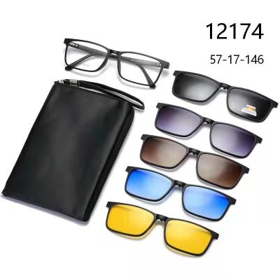 China Sunglasses Shape Fashionable Clip On Sunglasses PC Frame Removable Lenses 12158 for sale