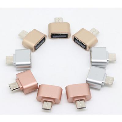 China Short Micro Usb 2.0 C Box Shaped Micro Metal Adapter OTG Mobile Phone USB Material Cables Connectors To Micro B Adapter for sale