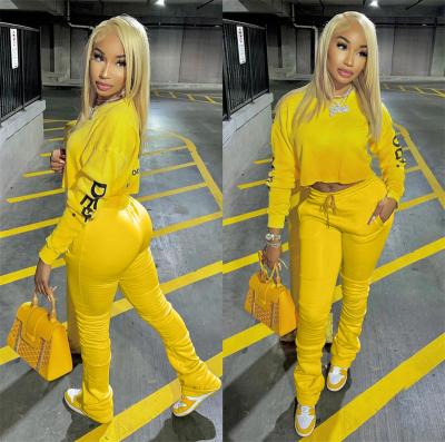 China Wholesale designer brand anti-pilling long sleeve sweatshirt 2 piece crop top department set trotter gallery sport tracksuit sets women two piece for sale