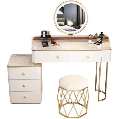 China (Height)Adjustable Dressing Table Bedroom Furniture Makeup Table Set With LED Tuch Mirror for sale